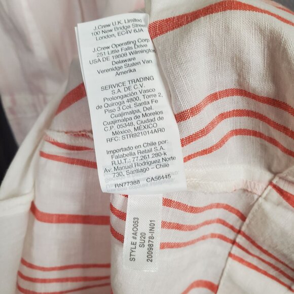 J Crew NWT Size 4 Dress Linen Full Button Front Sleeveless Stripe Belt Tie Long - Picture 10 of 13